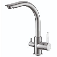 Смеситель для кухни на две воды Koer KI-72019-02 из нержавеющей стали KR4796
