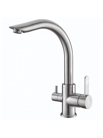 Смеситель для кухни на две воды Koer KI-72019-02 из нержавеющей стали KR4796