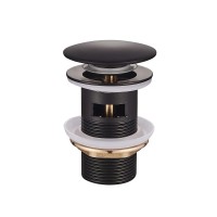 Донний клапан для раковини з переливом Mixxus POP-UP-03 Black 1 1/4'' чорний кнопка MI6139