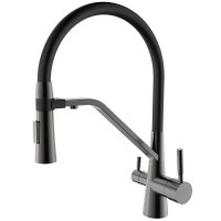 Гибкий смеситель для кухни черный-графит Mixxus Premium Magnet 021 MI6975