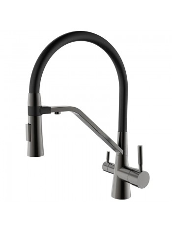 Гибкий смеситель для кухни черный-графит Mixxus Premium Magnet 021 MI6975