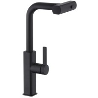 Чорний Змішувач для кухні з висувною лійкою Mixxus Premium HAMMER 014 BLACK MI6954