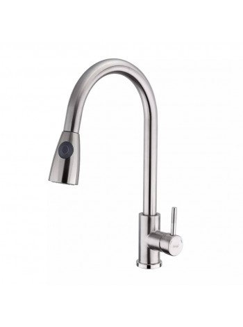 Смеситель для кухни с выдвижным изливом Frap F60899-1 нержавеющая сталь