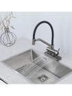 Кухонный смеситель с краном под фильтр водопад Gappo G4098-9 gungrey