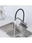 Кухонный смеситель с краном под фильтр водопад Gappo G4098-9 gungrey