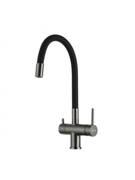 Смеситель для кухни под фильтр с гибким изливом Gappo G4398-39 gungrey