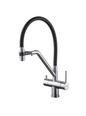 Смеситель для кухни с подключением к фильтру KOER KB-72006-01 KR3379 хром-чёрный