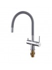 Кухонный смеситель на две воды с гибким изливом KOER KB-72002-01 KR3383 серый-хром