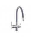 Кухонный смеситель на две воды с гибким изливом KOER KB-72002-01 KR3383 серый-хром