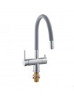 Кухонный смеситель на две воды с гибким изливом KOER KB-72002-01 KR3383 серый-хром