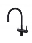 Кухонный смеситель на две воды с гибким изливом KOER KB-72002-05 KR3384 чёрный