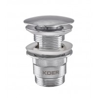 Донний клапан для раковини з переливом Koer PW-03-01 1 1/4'' кнопка хром KR3394