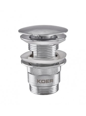 Донный клапан для раковины с переливом Koer PW-03-01 1 1/4'' кнопка  хром KR3394