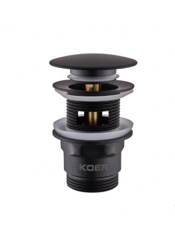 Донный клапан для раковины с переливом Koer PW-03-05 1 1/4'' кнопка чёрный KR3396