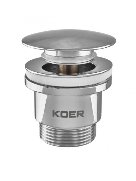 Донний клапан для раковини Koer PW-01-01 1 1/4'' кнопка хром KR3400 Донний клапан для раковини Koer PW-01-01 1 1/4'' кнопка хром KR3400