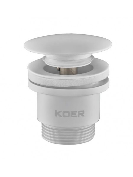 Донний клапан для раковини Koer PW-01-03 1 1/4'' білий кнопка KR3402