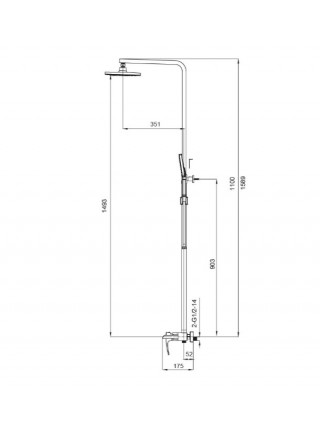 Душевая система со смесителем водопад KOER KB-58007-01 хром KR3462