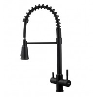 Чёрный Смеситель для кухни с пружиной Koer KB-72025-05 KR5015 под фильтр