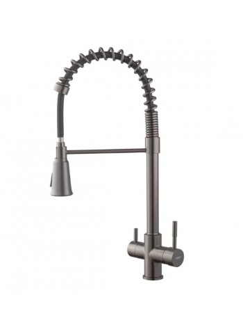 Смеситель для кухни с пружиной Koer KB-72025-07 KR5016 под фильтр оружейная сталь