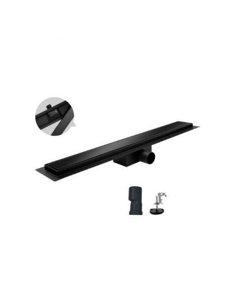 Трап для душу 80 см Koer FD08-70x800-Glass Black 80 см зі скляною панеллю KR5142