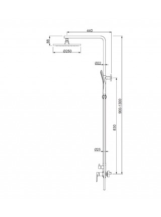 Душова система тропічний душ Koer KB-52028-12 KR5311 золото