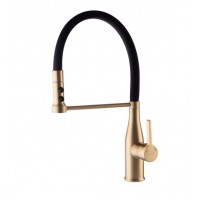 Змішувач для кухні золотий з гнучким виливом Mixxus Premium Summer 017 BRUSHED GOLD MI6964