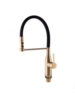 Змішувач для кухні золотий з гнучким виливом Mixxus Premium Summer 017 BRUSHED GOLD MI6964