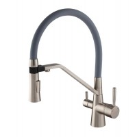Кухонный смеситель с краном под фильтр Mixxus Premium Magnet 021 SS серый сатин MI6976
