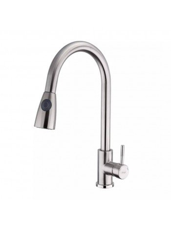 Смеситель для кухни с выдвижным изливом Frap F60899-1 нержавеющая сталь