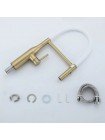 Смеситель для кухни золото Gappo G4098-23 с гибким белым изливом