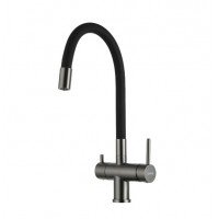 Смеситель для кухни под фильтр с гибким изливом Gappo G4398-39 gungrey