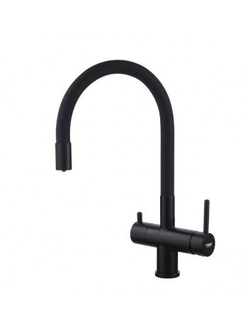 Кухонный смеситель на две воды с гибким изливом KOER KB-72002-05 KR3384 чёрный