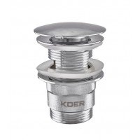 Донный клапан для раковины с переливом Koer PW-03-01 1 1/4'' кнопка  хром KR3394