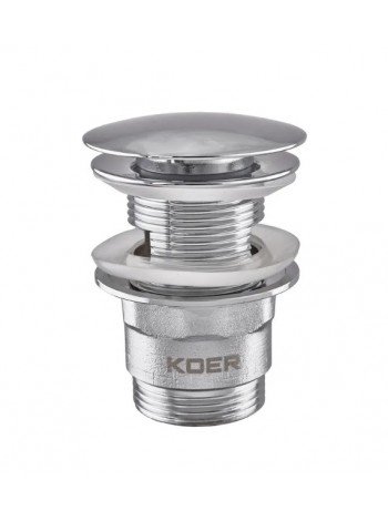 Донний клапан для раковини з переливом Koer PW-03-01 1 1/4'' кнопка хром KR3394