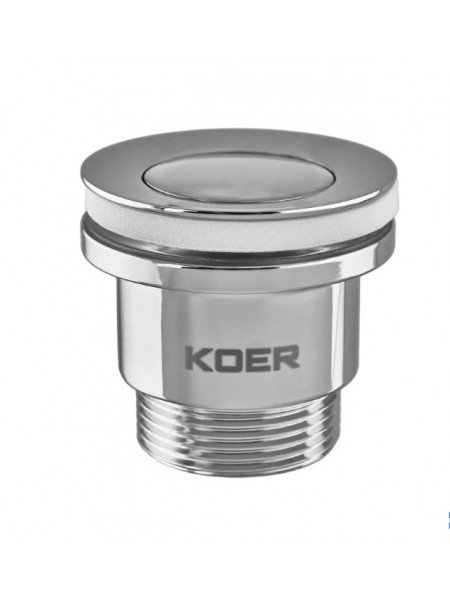Донний клапан для раковини Koer PW-02-01 1 1/4'' кнопка хром KR3399 Донний клапан для раковини Koer PW-02-01 1 1/4'' кнопка хром KR3399