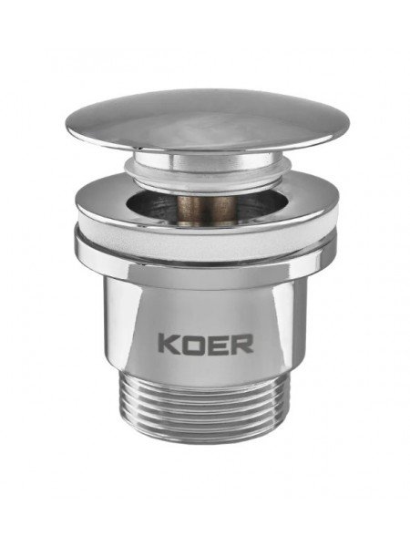 Донний клапан для раковини Koer PW-01-01 1 1/4'' кнопка хром KR3400