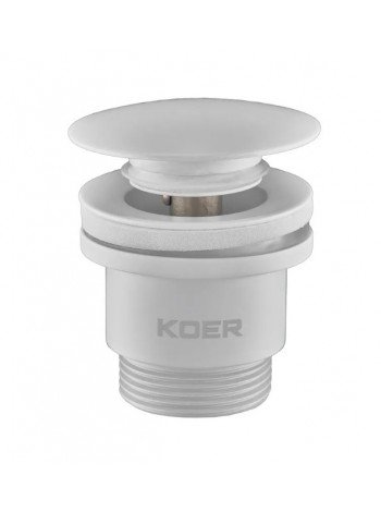 Донний клапан для раковини Koer PW-01-03 1 1/4'' білий кнопка KR3402
