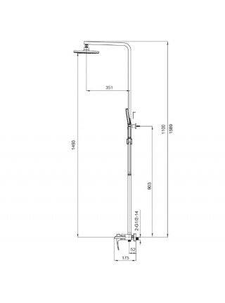 Душова система із змішувачем водоспад KOER KB-58007-01 хром KR3462