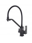 Смеситель для кухни на две воды Koer KB-72009-05 KR5007 чёрный с гибким изливом