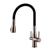 Смеситель для кухни Koer KI-72024-07 с краном для питьевой воды KR5013 графит
