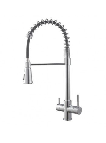 Змішувач для кухні з пружиною Koer KB-72025-01 KR5014 з краном для фільтра хром