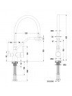 Кухонний змішувач на дві води Mixxus Premium SENNA 021 GRAPHITE MI6827 графит