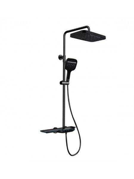 Душевая система тропический душ с термостатом MIXXUS PREMIUM SPACE-009-J BLACK с кнопочным переключателем