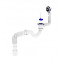 Сифон для ванны Zerix SV-01-A с пробкой с переливом без ревизии белый 1 1/2 ZX4957