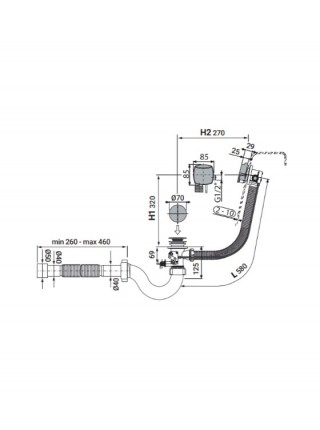 Сифон для ванни Zerix SV-01-B з переливом без ревізії білий 1 1/2'' ZX4959
