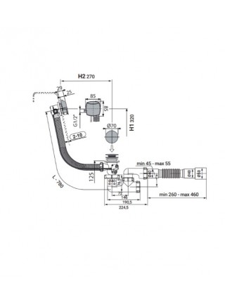 Сифон для ванни Zerix SV-02-B з переливом з ревізією білий 1 1/2'' ZX4960