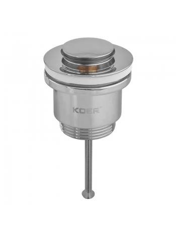 Донний клапан для раковини Koer PW-02-01 1 1/4'' кнопка хром KR3399
