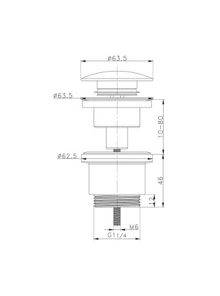 Донний клапан для раковини Koer PW-01-01 1 1/4'' кнопка хром KR3400 Донний клапан для раковини Koer PW-01-01 1 1/4'' кнопка хром KR3400