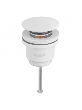 Донний клапан для раковини Koer PW-01-03 1 1/4'' білий кнопка KR3402
