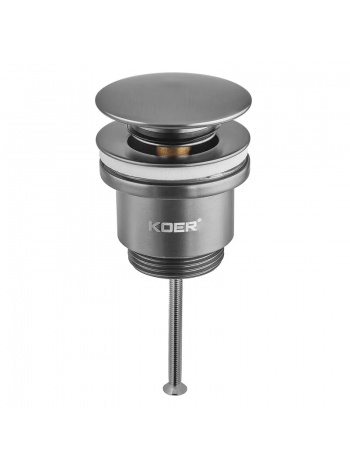 Донний клапан для раковини Koer PW-01-07 1 1/4'' кнопка Графіт KR3404